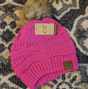Women's CC beanie with pom pom